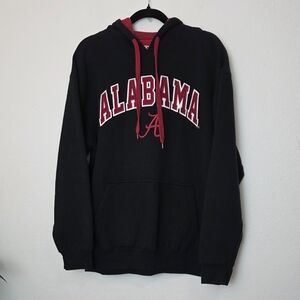 E5 Men's Black Alabama Crimson Tide Hoodie Sweatshirt Embroidered Pockets Size L